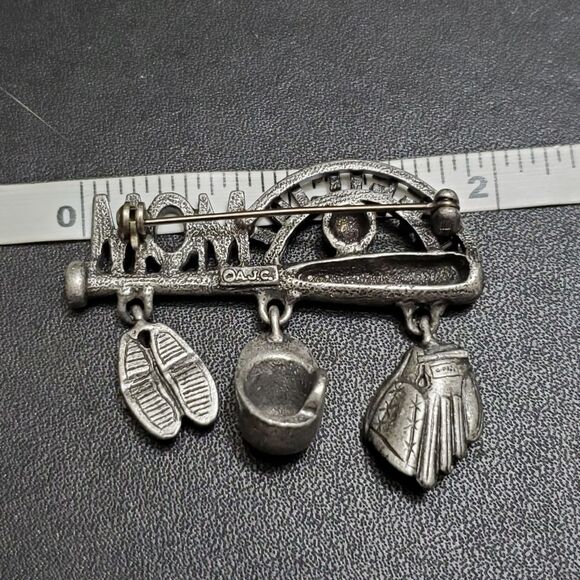 AJC silver tone mom baseball brooch - Picture 6 of 8